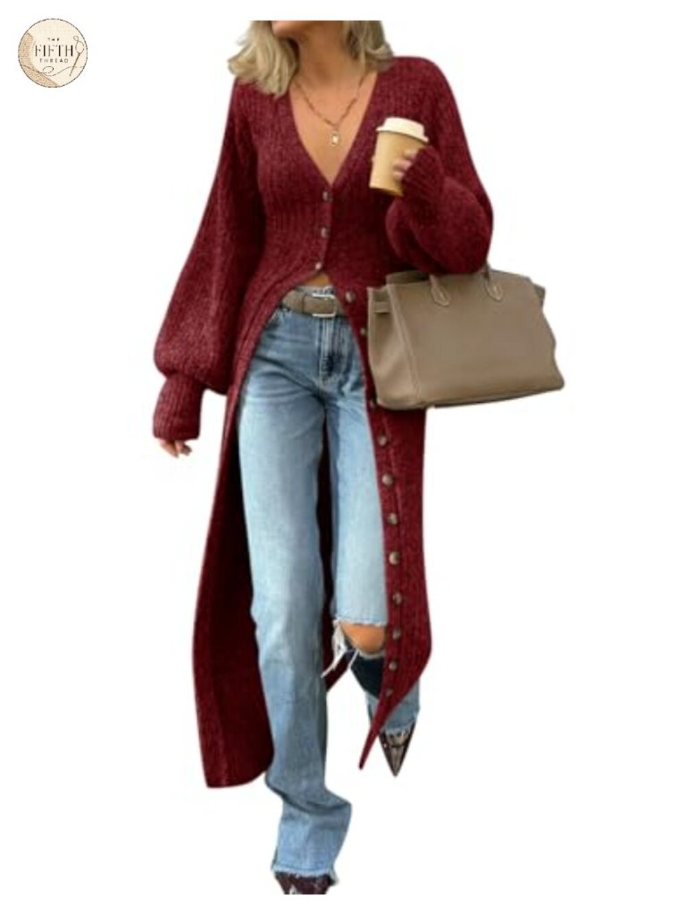 Saodimallsu Womens Chunky Knit Long Duster Cardigan Button Down Maxi Sweater